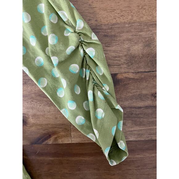 Mustard Pie Green Blue Dot Ruffled Tiered Long Sleeve Knit Tunic Top 6 - Picture 5 of 9